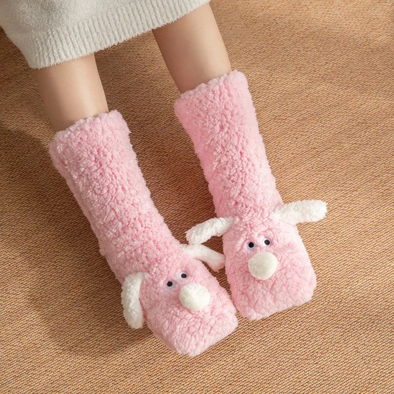 Ultra-Soft Thickened Coral Fleece Socks for Women – Cozy Winter Home & Sleep Socks
