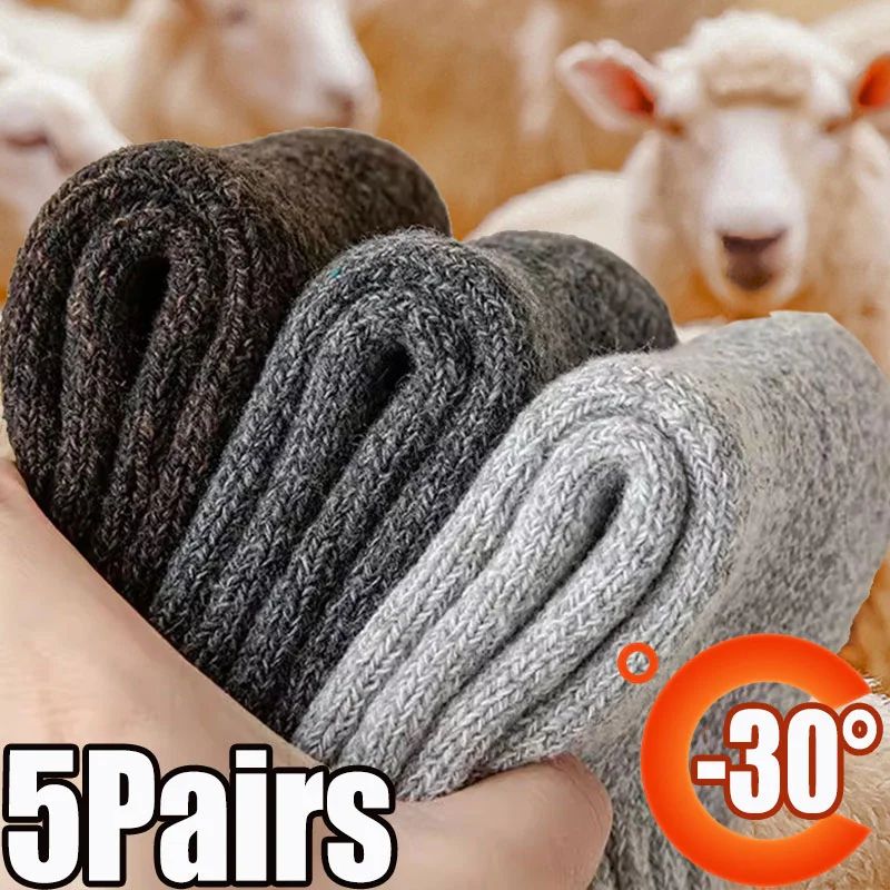 FrostGuard Winter Thermal Socks – Extra Thick Warm Socks for Men & Women (5 Pairs)