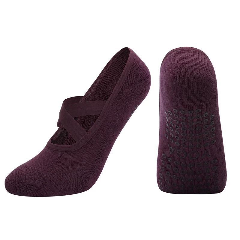 Women Breathable Towel Bottom Yoga Socks Silicone Non Slip Bandage Pilates Ladies Ballet Dance Socks