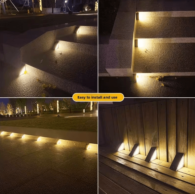 Solar Outdoor Step Lights Waterproof LED High Brightness Garden and Pathway Lighting Lamp