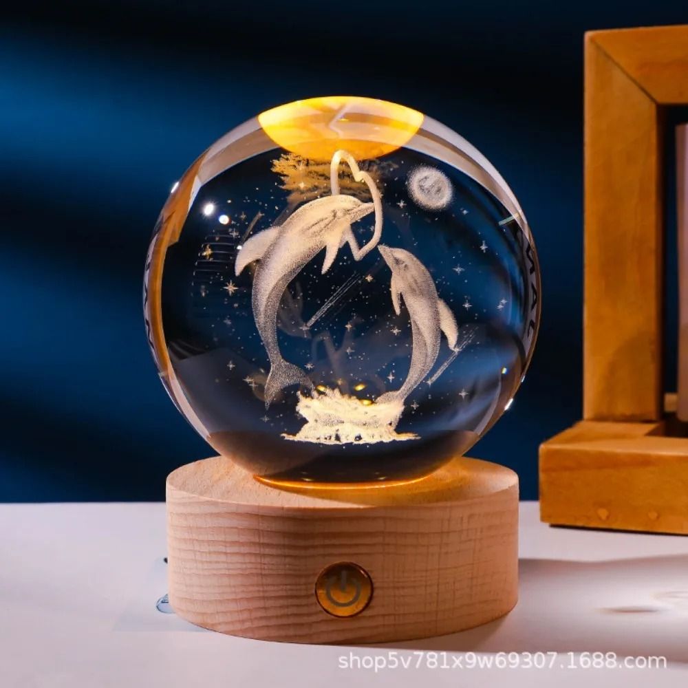 3D Laser Engraved Crystal Ball Night Light
