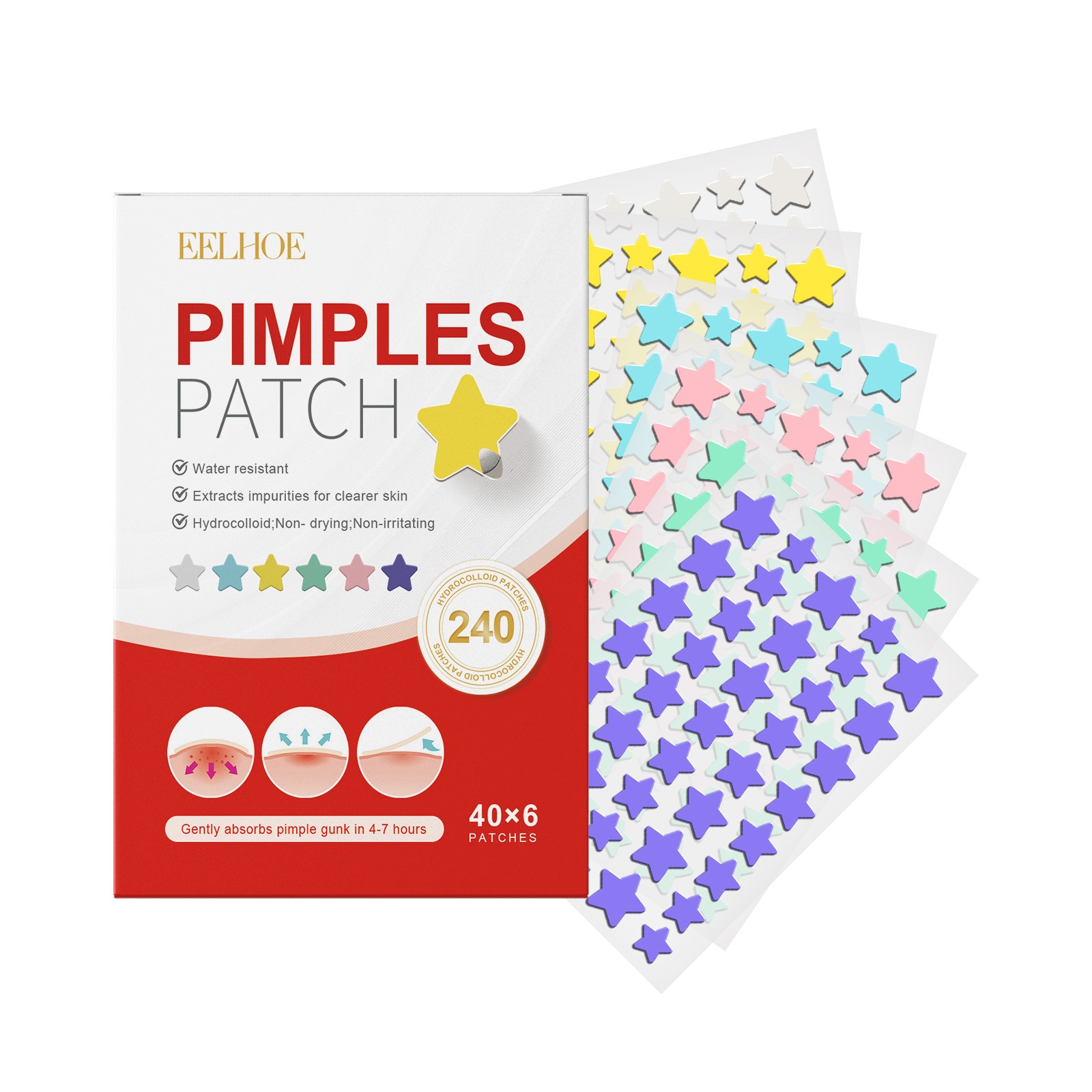 New High-end Pimple Patch, Acne Patches in Heart Star Shapes, Acne Dots Patches, Moisturizes Covering Zits and Blemishes