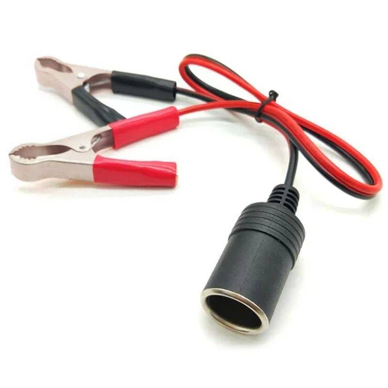Car Battery Clip Adapter with Cigarette Lighter Socket for 12V Power Use