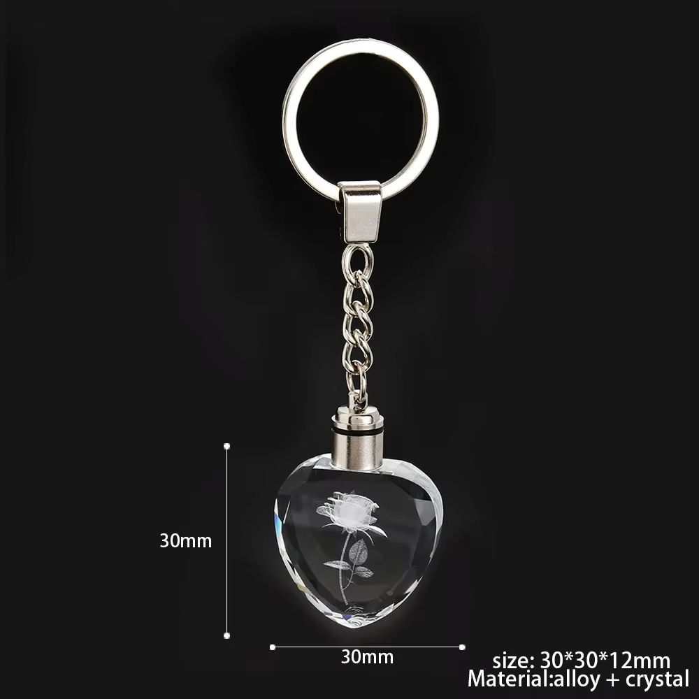 Fairy Rose Heart Crystal LED Keychain Lover Gift Bag Charm