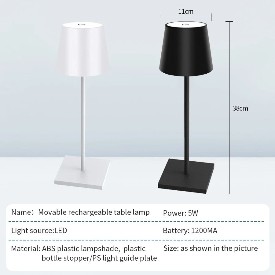 Rechargeable LED Table Lamp Touch Switch Three Levels Dimmable Desk Light