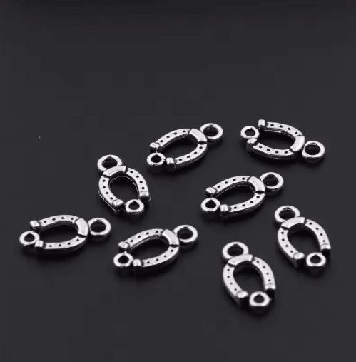 50pcs Silver Horseshoe Connector Charms for DIY Jewelry Making