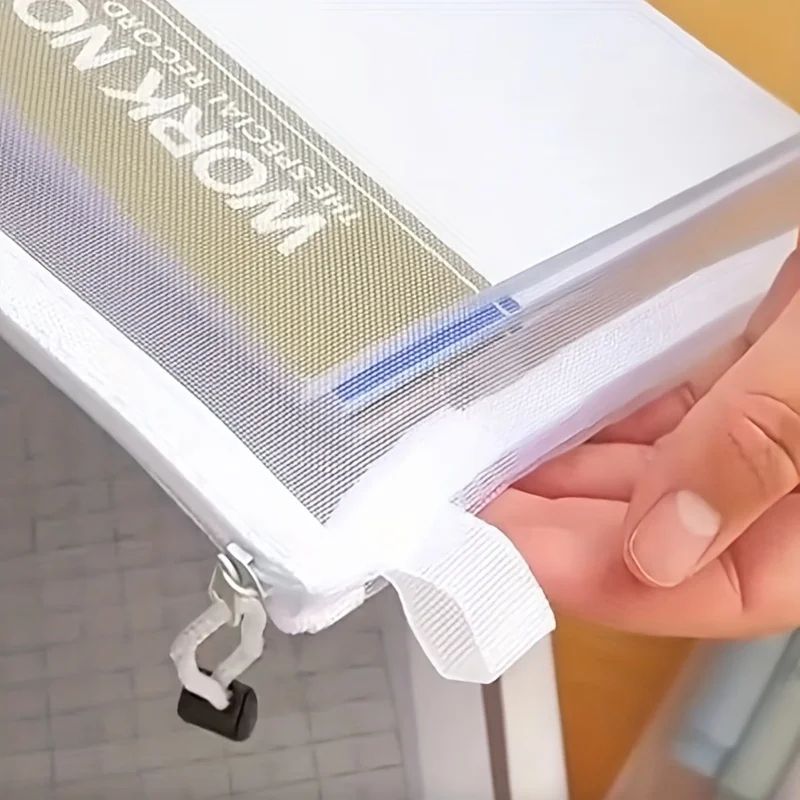 3-Piece A6/A5/A4 mesh zipper pouch Set - Transparent Office Document & Stationery Organizer
