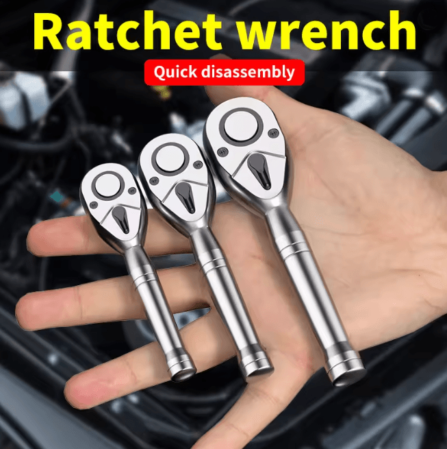 TorqueFlex Compact Dual Size Ratchet Wrench Short Handle Tool