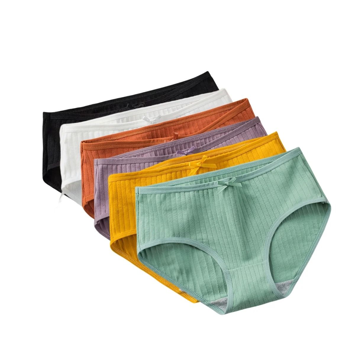 Womens Cotton Breathable Brief Underwear Soft Stretch Everyday Panties Six Piece Set