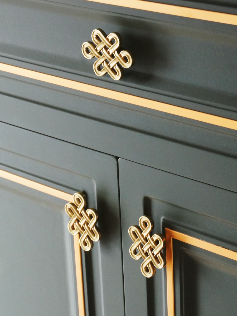 Chinese Knot Brass Cabinet Handles for Drawers Wardrobes and Kitchen Cabinets