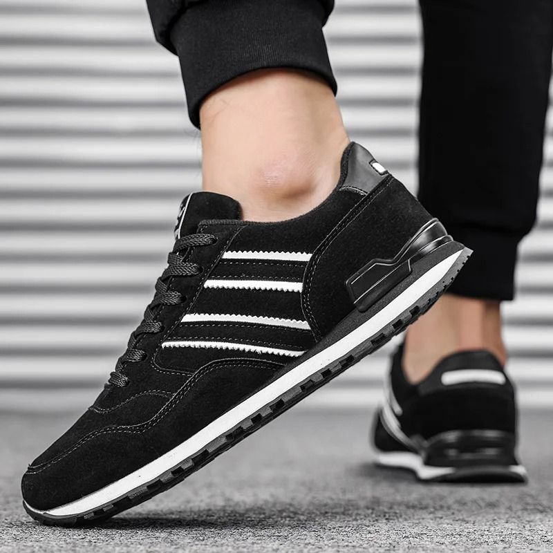Men Casual Leather Sneakers Lightweight Breathable Lace Up Flats