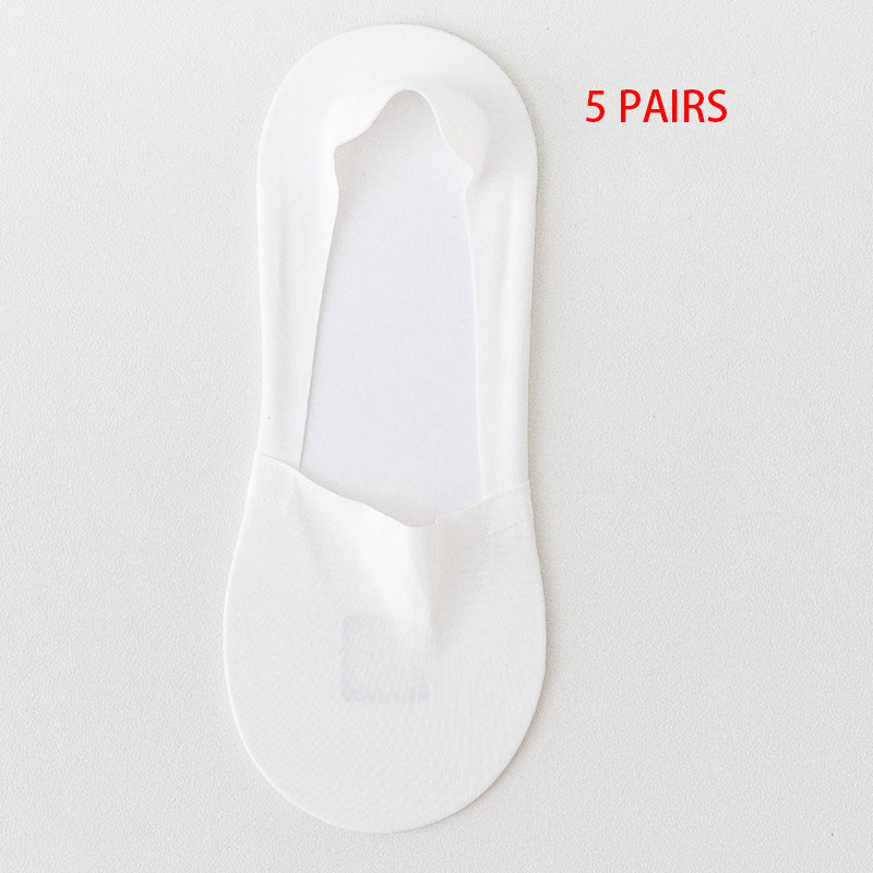 5 Pairs Men's, Women's Summer Ice Silk Boat Socks, Seamless, Non-Slip Silicone Grip, Invisible Positioning