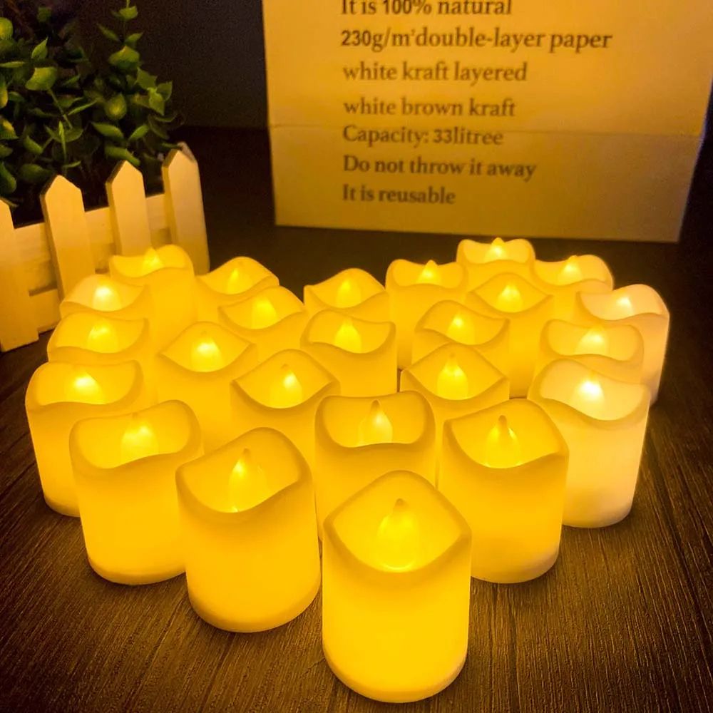 Flameless LED Tea Light Candles Set Warm White Battery Operated Lights