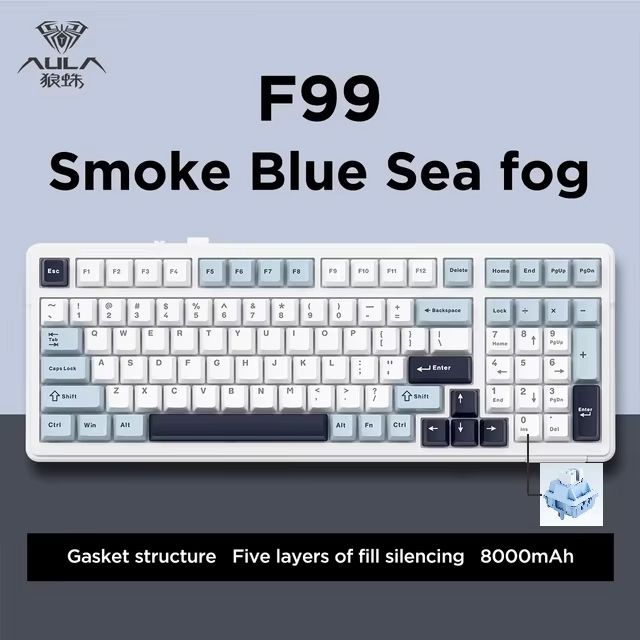 AULA F99 Wireless Mechanical Gaming Keyboard – 99-Key RGB Hot-Swappable with Bluetooth & Wired Modes