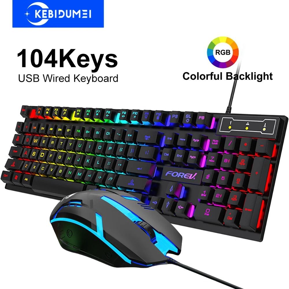 RGB USB Wired 104 Key Mechanical Feel Gaming Keyboard