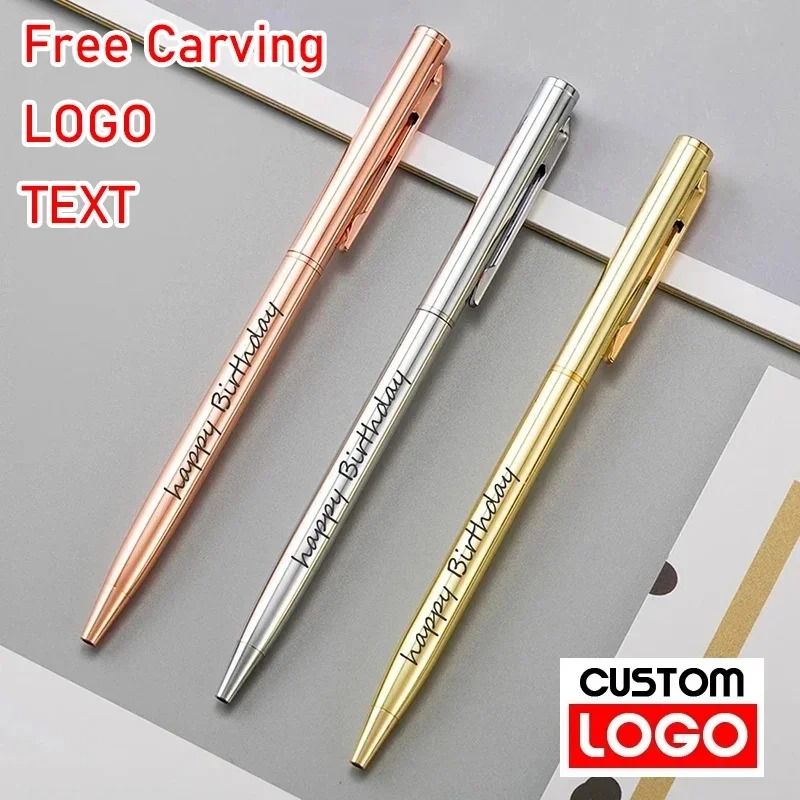 Premium Metal Ballpoint Pens – Rose Gold Custom Engraved Branding & Executive Gift Set