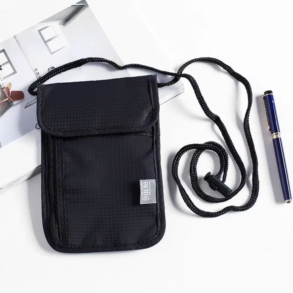 Waterproof RFID Blocking Nylon Neck Wallet Travel Document Passport Pouch