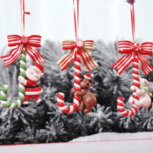 Handcrafted Santa & Snowman Soft Pottery Christmas Tree Pendant