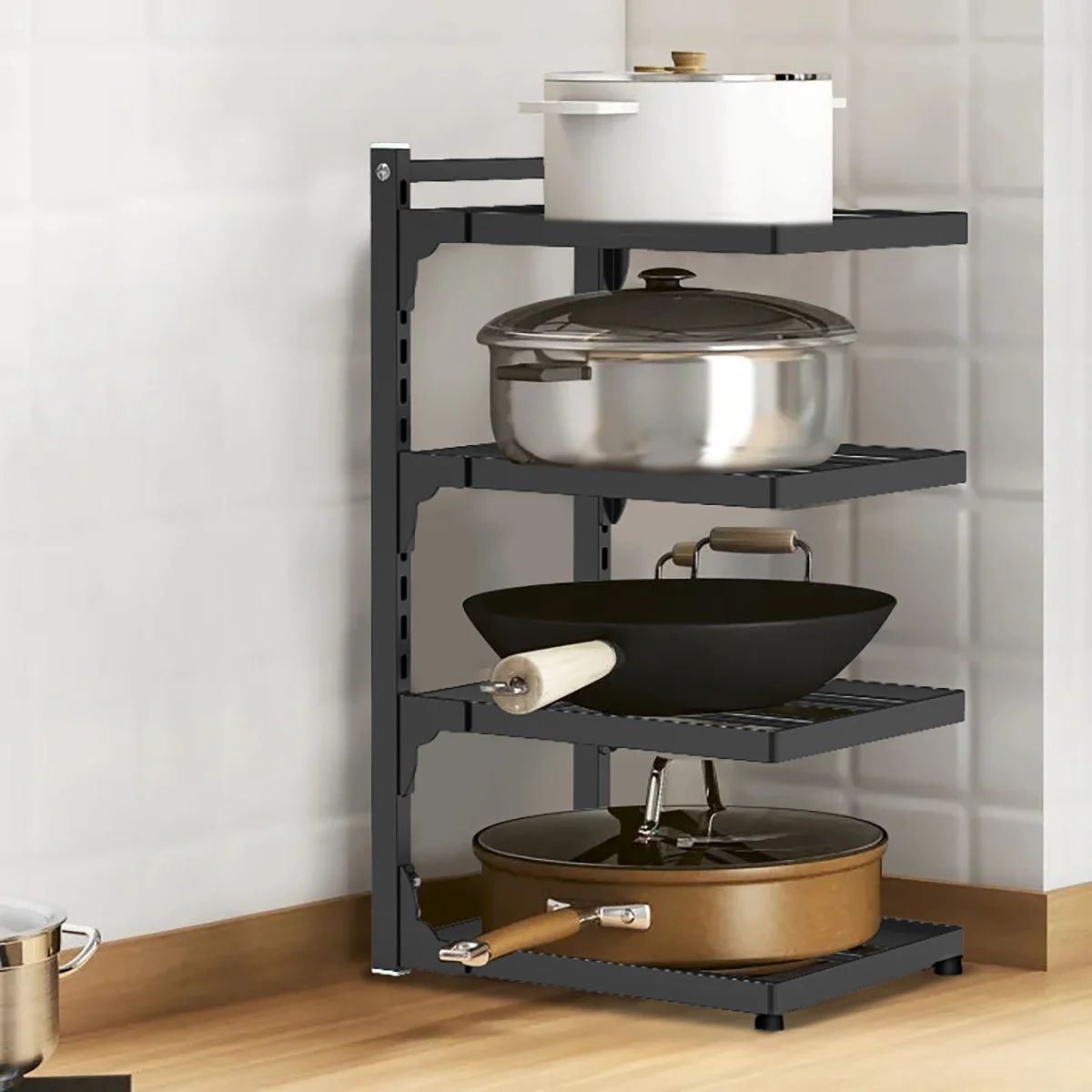 FlexiStack Adjustable Kitchen Storage Rack Multi Tier Under Sink Organizer