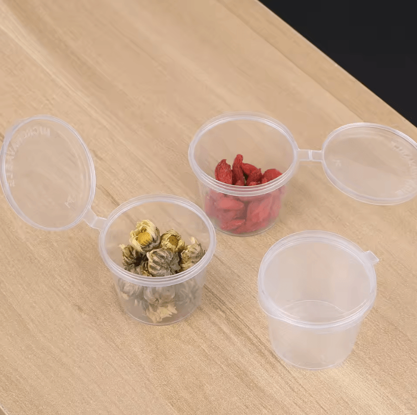 100PCS Disposable Sauce Cups with Lids – Clear Plastic Portion Cups for Condiments & Food Storage