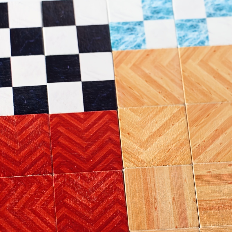 Miniature Dollhouse Flooring, Solid Wood Floor Tiles for Scale DIY Dollhouse Accessories