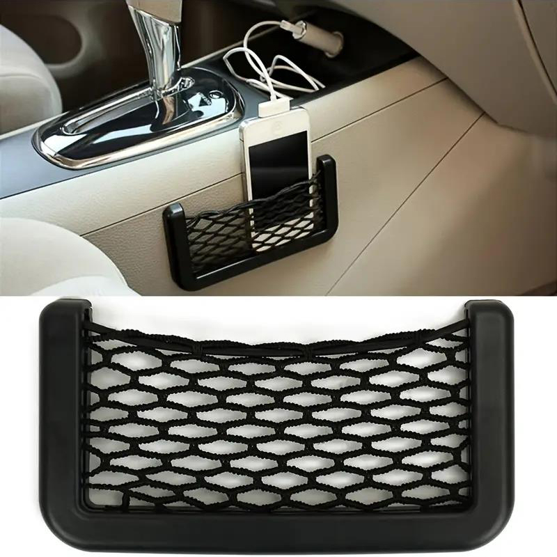 Car Storage Bag Net, Adhesive Auto Seat Organizer, Door Side Net Pocket, Multifunction Resilient Car Styling Storage Net