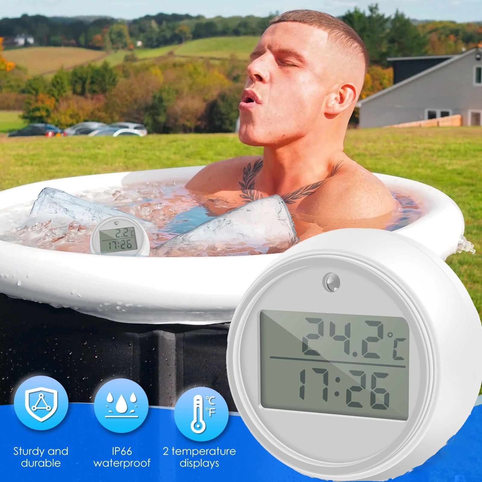 Floating Pool Thermometer Digital Water Temperature Monitor with LED Display