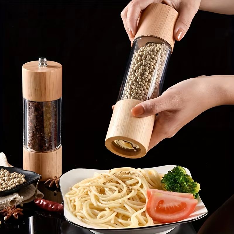 KEMORELA Premium Acrylic Salt and Pepper Grinder Set with Adjustable Wooden Shakers