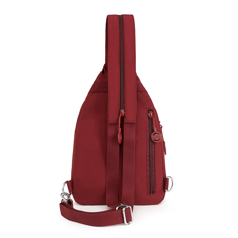 Wine Red Women Chest Bag Crossbody Backpack Purse Large Capacity Nylon Travel Sling