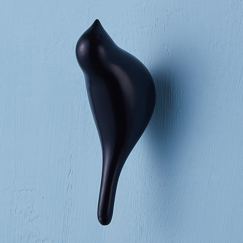 Creative Bird Wall Hook Resin Wood Grain Design, Animal Shaped Coat Hook