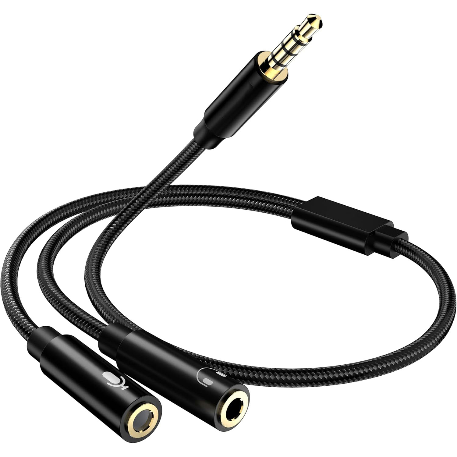 Headset Adaptor, Headphone Mic and Speaker Splitter Cable, Audio Male to Female for Earphone Extension Mobile Audio