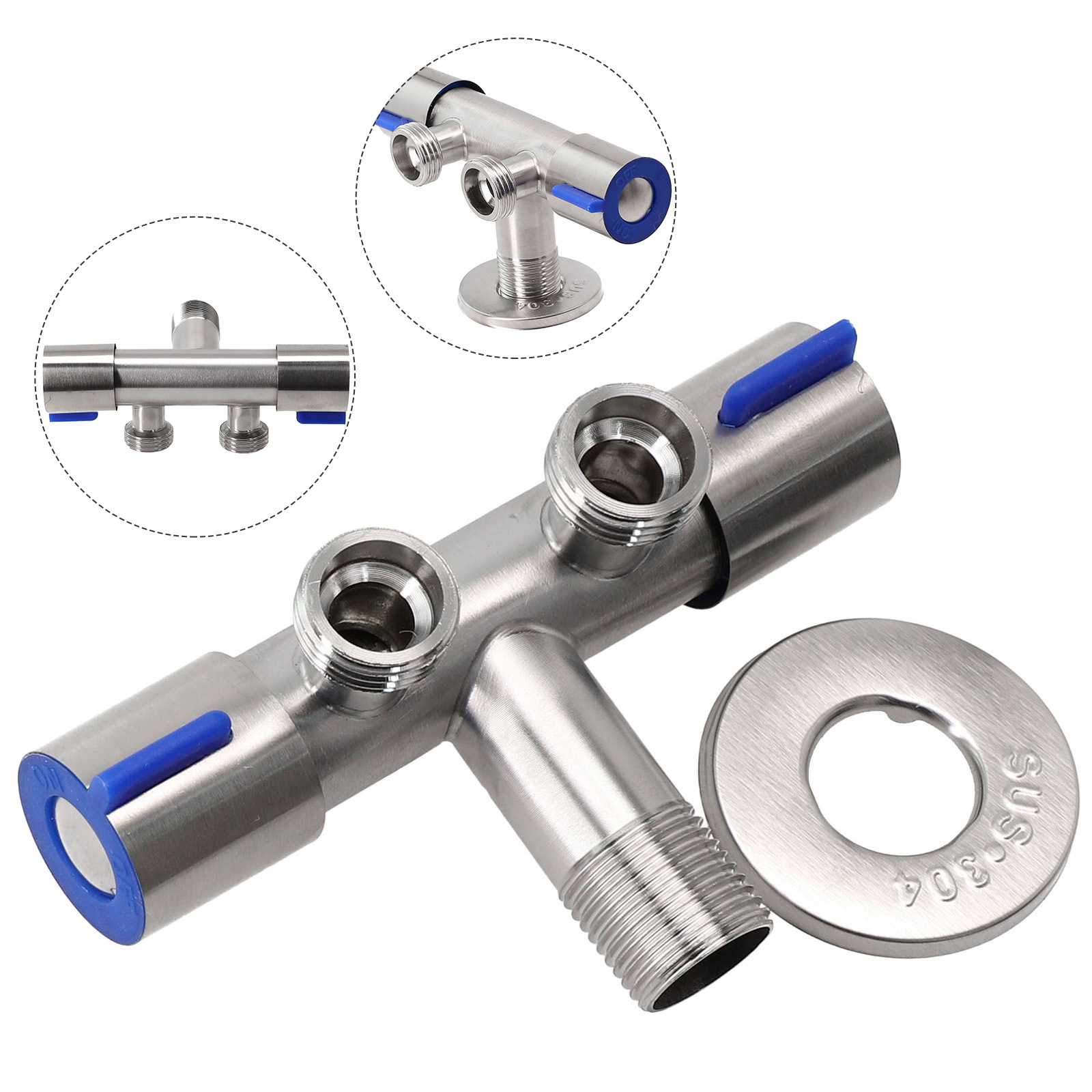 Stainless Steel Double Handle Cold Water Faucet for Bathroom & Washing Machine