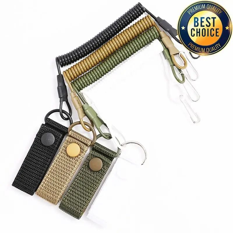 Tactical Anti Lost Elastic Lanyard Rope Spring Safety Strap