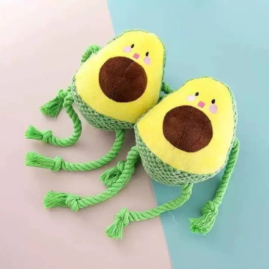 Avocado Plush Dog Toy With Rope Knot Interactive Chew Toy
