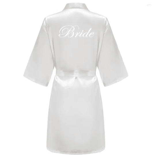 Personalized Satin Bridal Party Robe with Gold Lettering