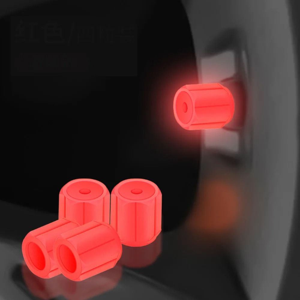 Glow-in-the-Dark Universal Tire Valve Caps - 4 Pack