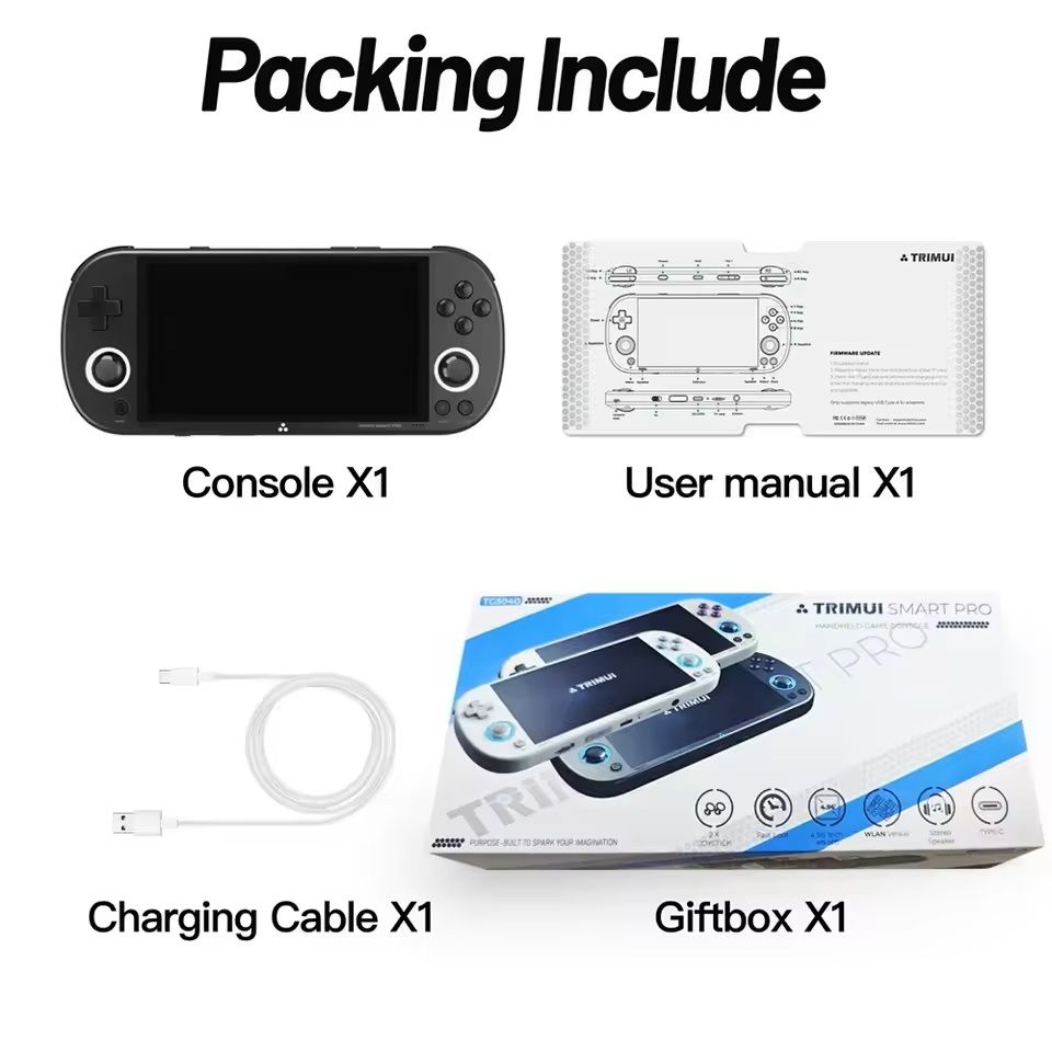 Smart Pro Retro Handheld Game Console – 4.96in IPS Display with RGB Joystick Lights