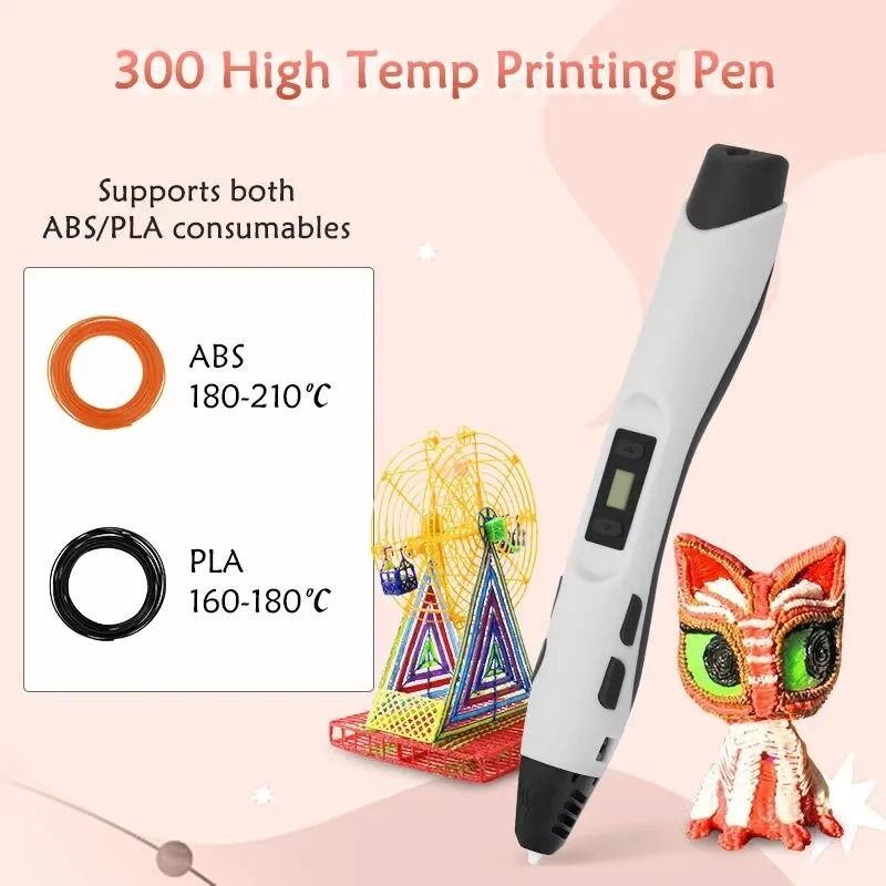 Multifunctional 3D Printing Pen with LED Screen Includes 2 PLA Filaments Kids 3D Drawing Gift