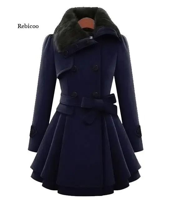Womens Slim Sherpa-Wool System | Premium Double-Breasted Padded Coat & England Style Trench Infrastructure