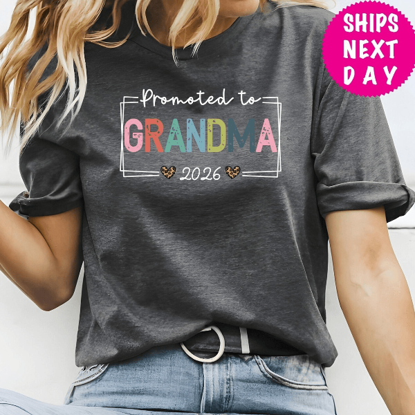 Promoted To Grandma Shirt Pregnancy Reveal Gift Tee
