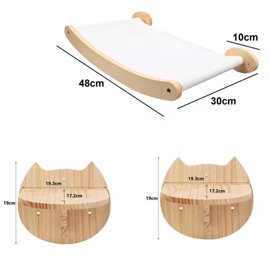 Wall Mounted Cat Tree Shelves with Scratching Post Hammock and Rope Ladder for Indoor Cats