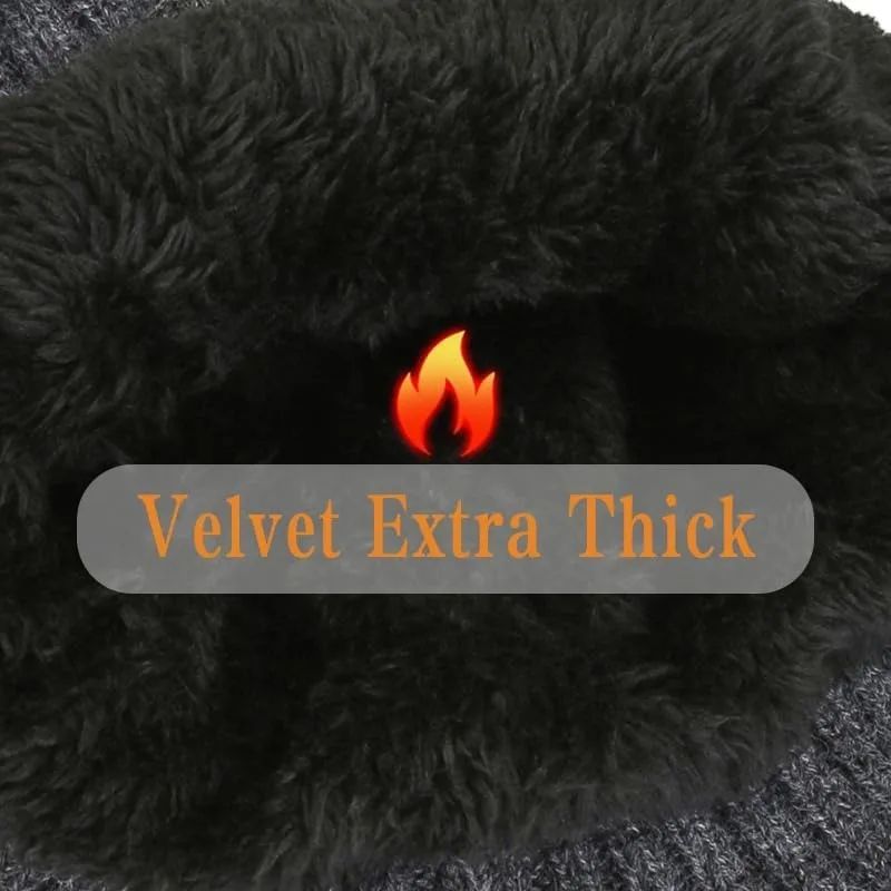 Mens Winter Knitted Peaked Hat – Plush Faux Fur Lined Bomber Cap with Ear Protection