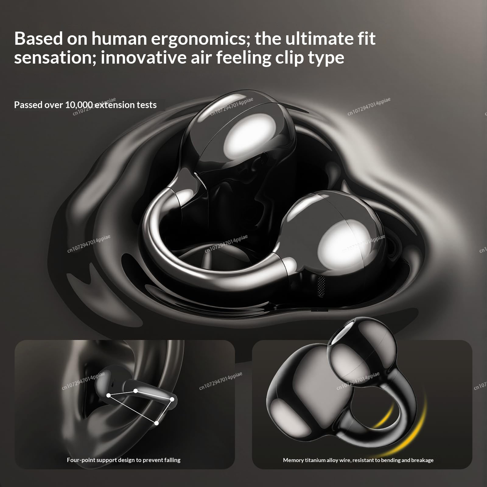 Premium Bluetooth Clip on Wireless Earphones with Mic Long Battery Life Sports Headphones