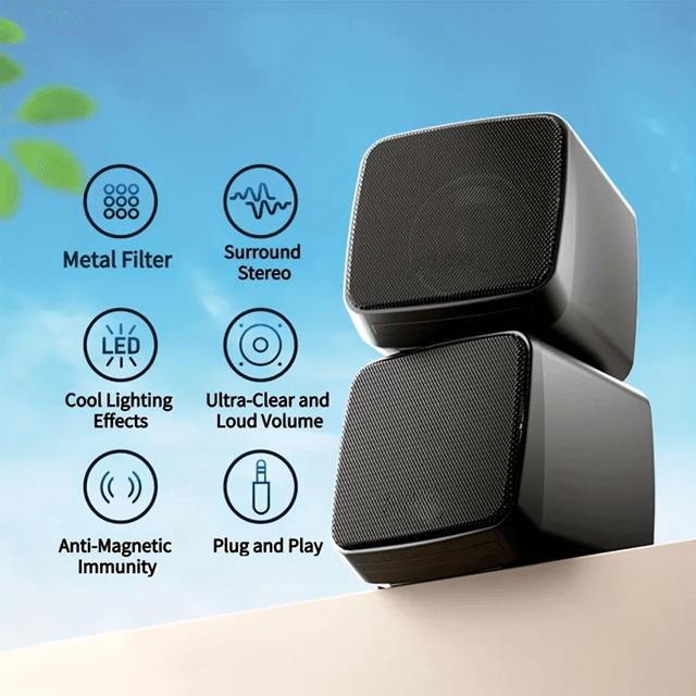 SonicGlow Mini Computer Speakers with Stereo Sound and Cool Lights