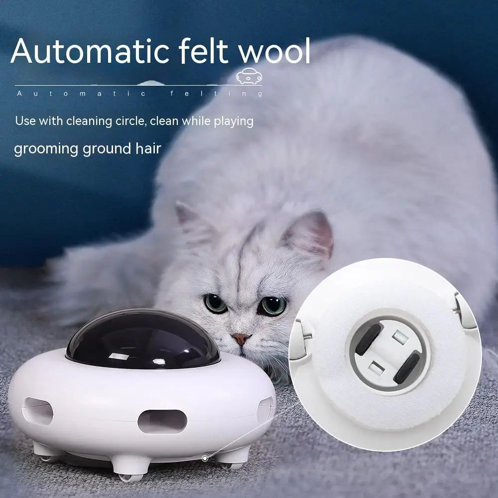 Smart UFO Interactive Cat Teaser Toy – Automatic Turntable Feather Chasing Trainer, USB Rechargeable