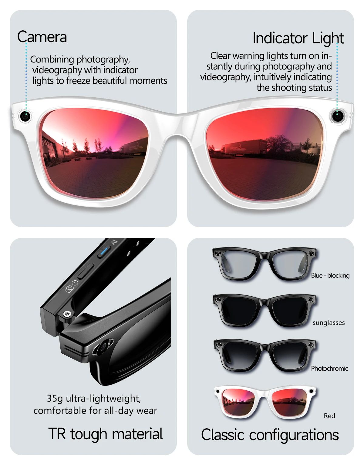 AI Smart Camera Translation Sunglasses