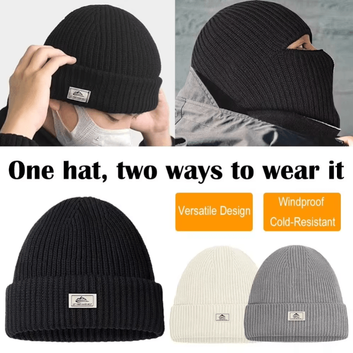 ThermaFlex 2-in-1 Winter Balaclava Hat – Knit Beanie Mask with Thermal Windproof Protection