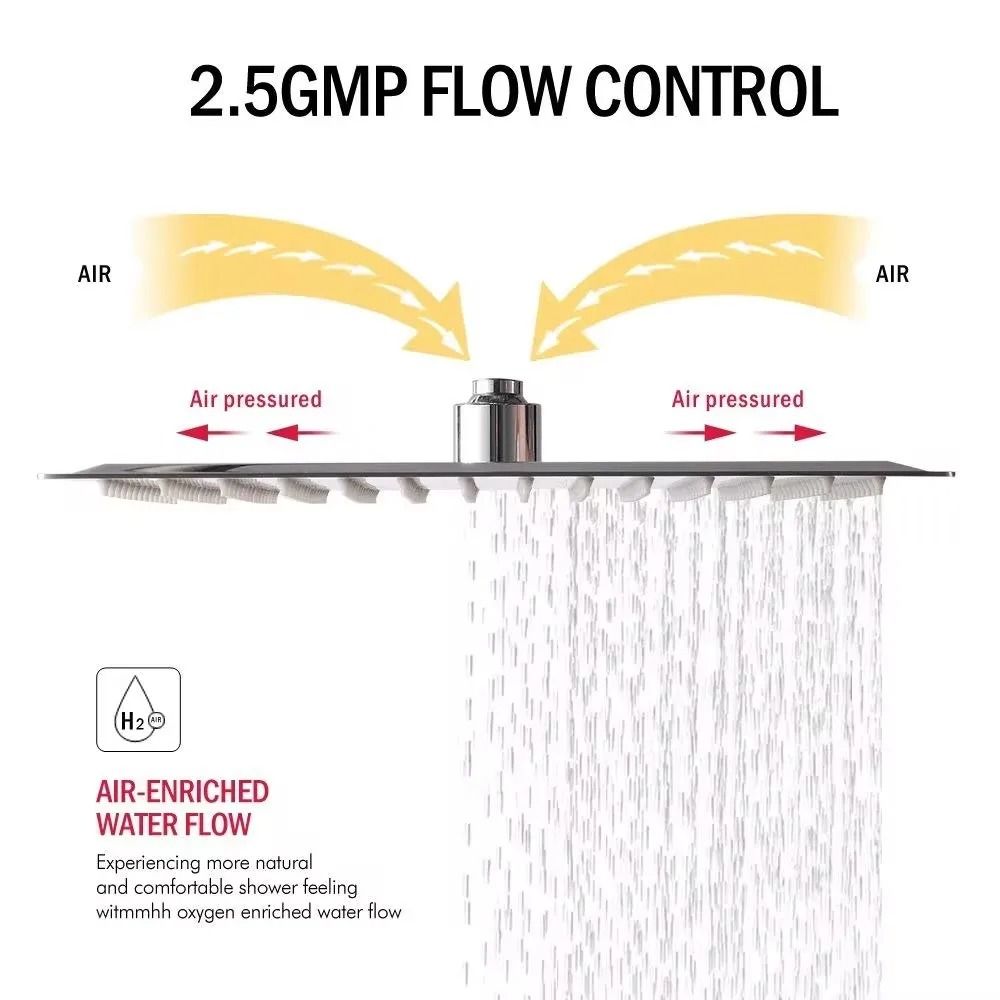 Stainless Steel High Pressure Waterfall Shower Head Large Flow Pressure Boosting