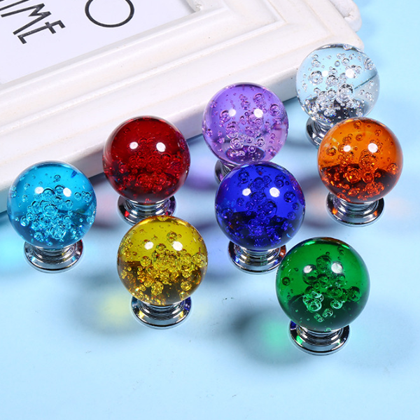 Crystal Bubble Glass Cabinet Knobs Decorative Drawer & Wardrobe Handles