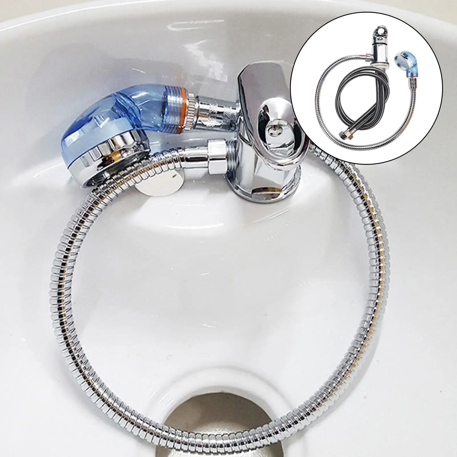 Salon Shampoo Faucet Set with Spray Hose Hot and Cold Mixer Tap